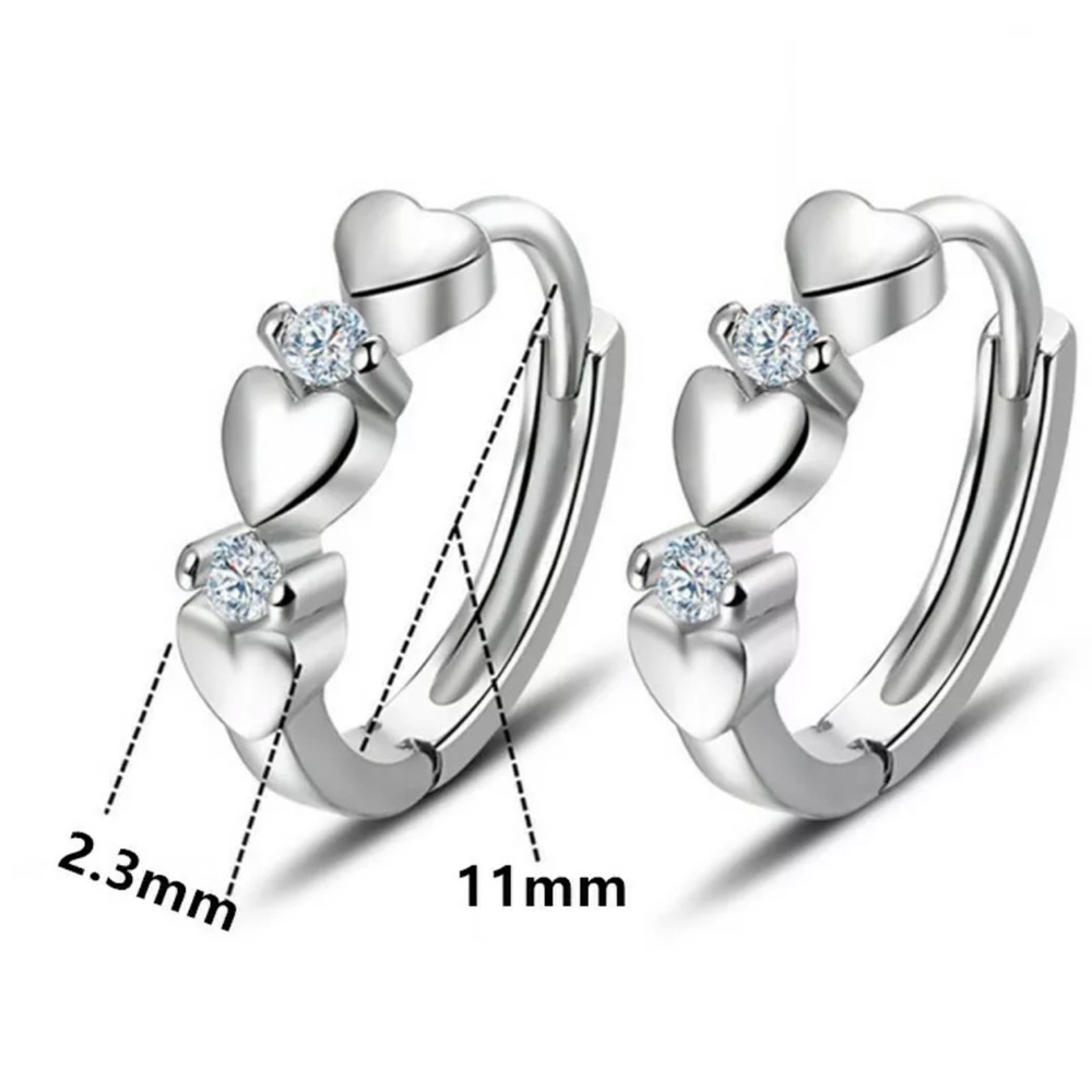 Elegant Heart 925Silver Hoop Earring WhiteSapphire - Picture 6 of 6